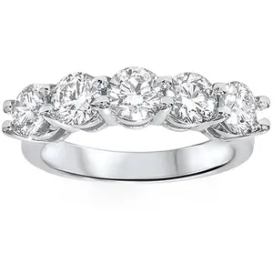 2 Carat 5-Stone Round Lab Grown Diamond Ring 14K White Gold