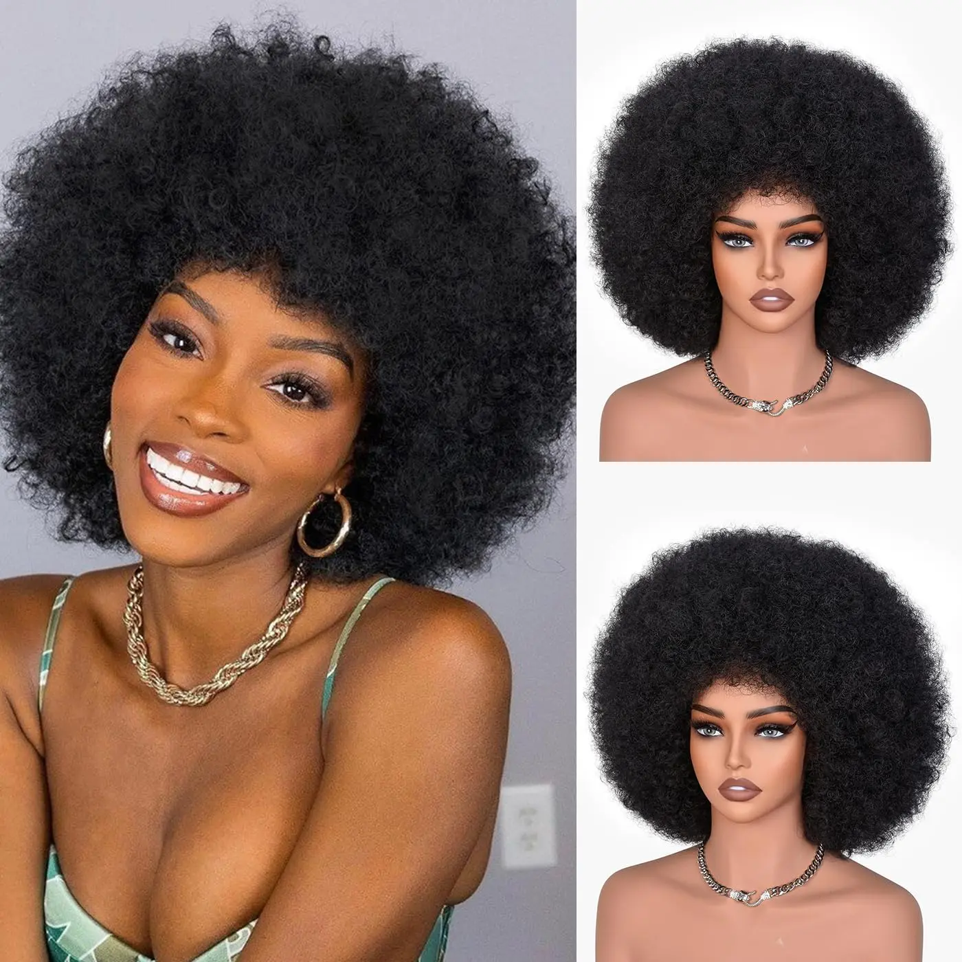 QVR Natural Afro Glueless Human Hair Short Wigs For Black Women Water Wave Pixie Bob Cut With Bangs Easy To Wear Stylish And Comfortable