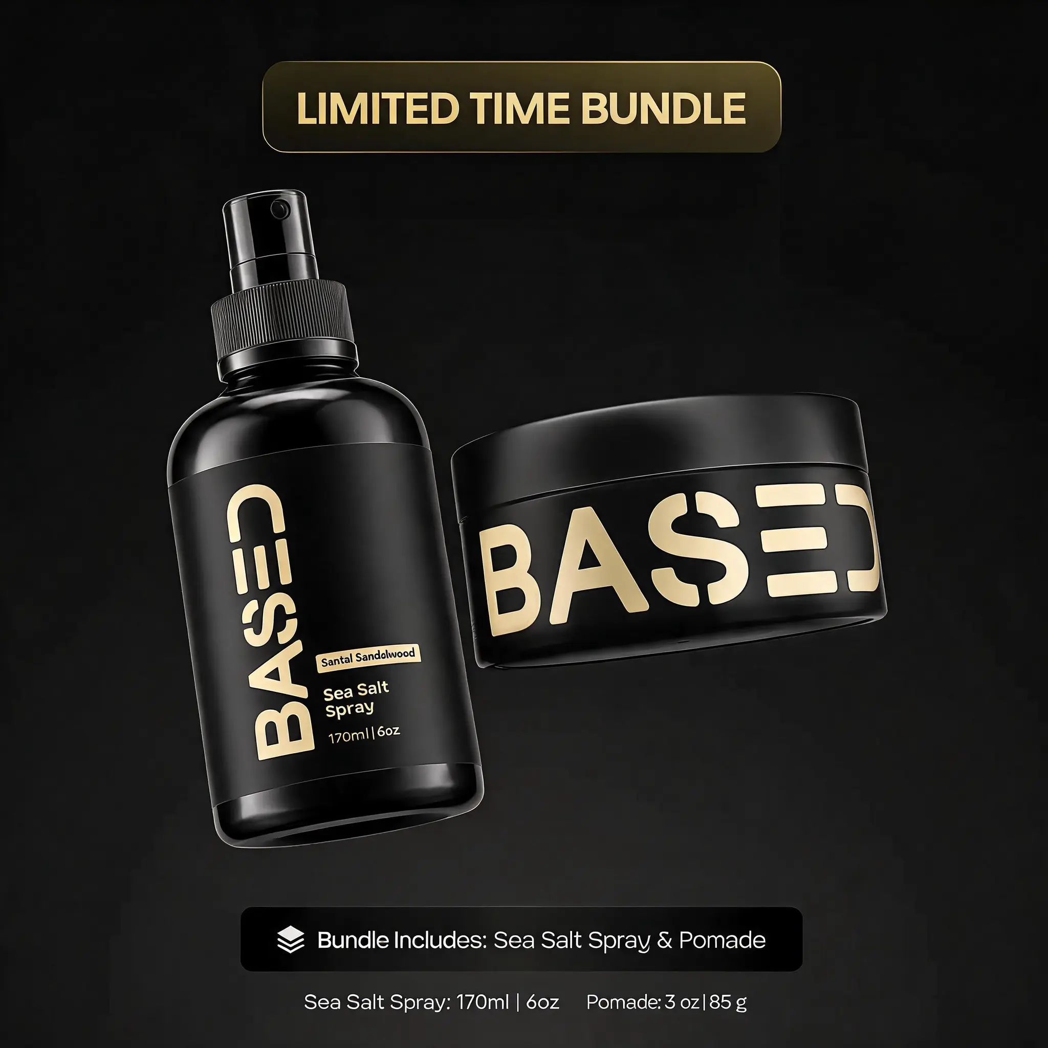 BASED Wave & Style Duo | Sea Salt Spray + Pomade | Beachy Texture & Medium Hold | Science-Backed, High Performance