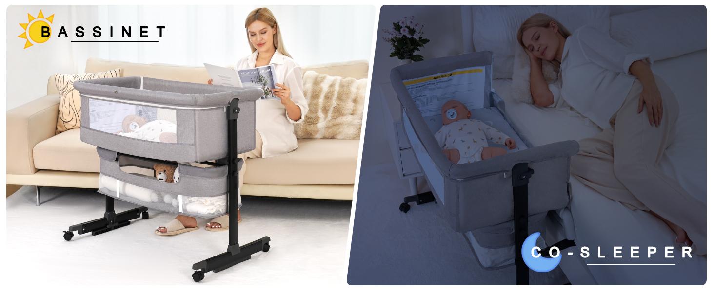 Baby Bassinet, Baby Basinet Bedside Sleeper, Easy to Fold Portable Crib Side Bassinet 2024new Style Girl/boy Folding Cot bassinetbaby