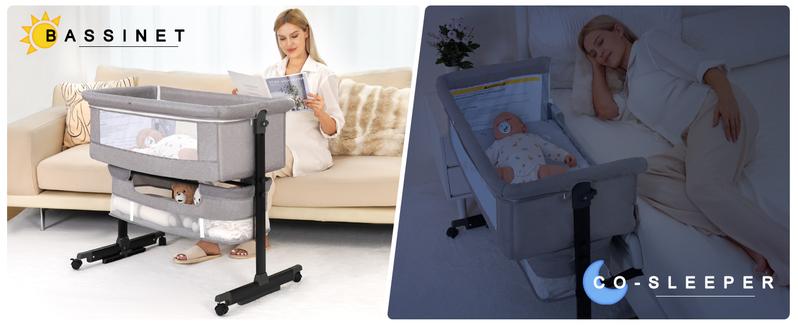 Baby Bassinet, Baby Basinet Bedside Sleeper, Easy to Fold Portable Crib Side Bassinet 2024new Style Girl/boy Folding Cot bassinetbaby