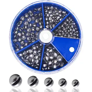 205pcs/117pcs Fishing Weight Sinker 5 Sizes/6 Sizes Lead Weights Round Split Shot Drop No-Roll Olive Heart Removable Line Sinkers Kit