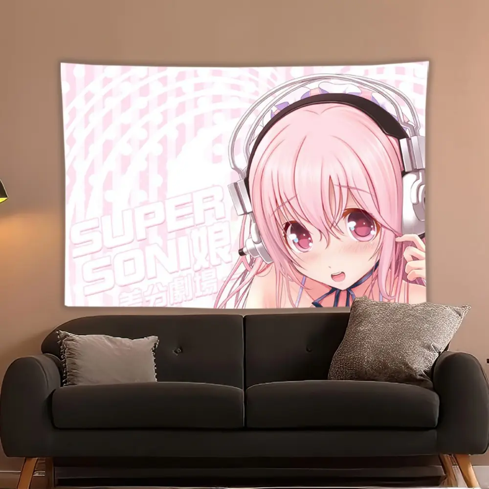 Anime Game Sonico Super Graphic Print Tapestry, Lightweight Home Decor Backdrop for Bedroom Wall Hanging Room Decoration