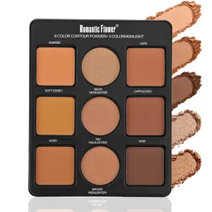 9 Color Makeup Powder Palette, 6 Color Contour 3 Color Highlight Highlighters Makeup Matte Waterproof Dark Pressed Powder Face Cosmetic Makeup Kit