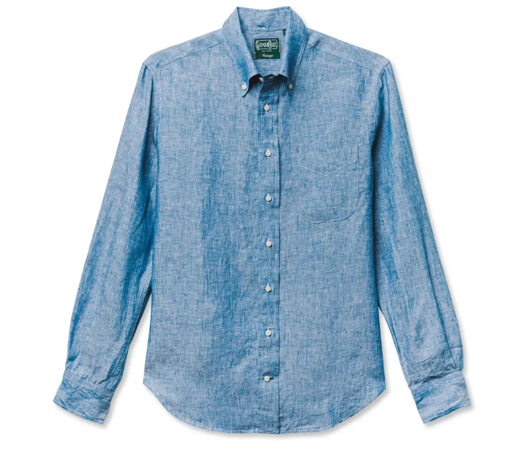 Gitman Bros. Vintage Chambray Linen Indigo Shirt Size Small (MSRP: $280)