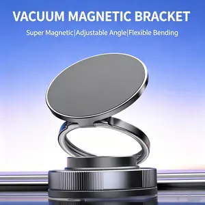 Vacuum magnetic phone holder, one handed operation, foldable and adjustable magnetic phone holder, 360 ° rotation, suitable for multi scene applications in cars/bathrooms/gyms/kitchens (black), Phone Mount for Car