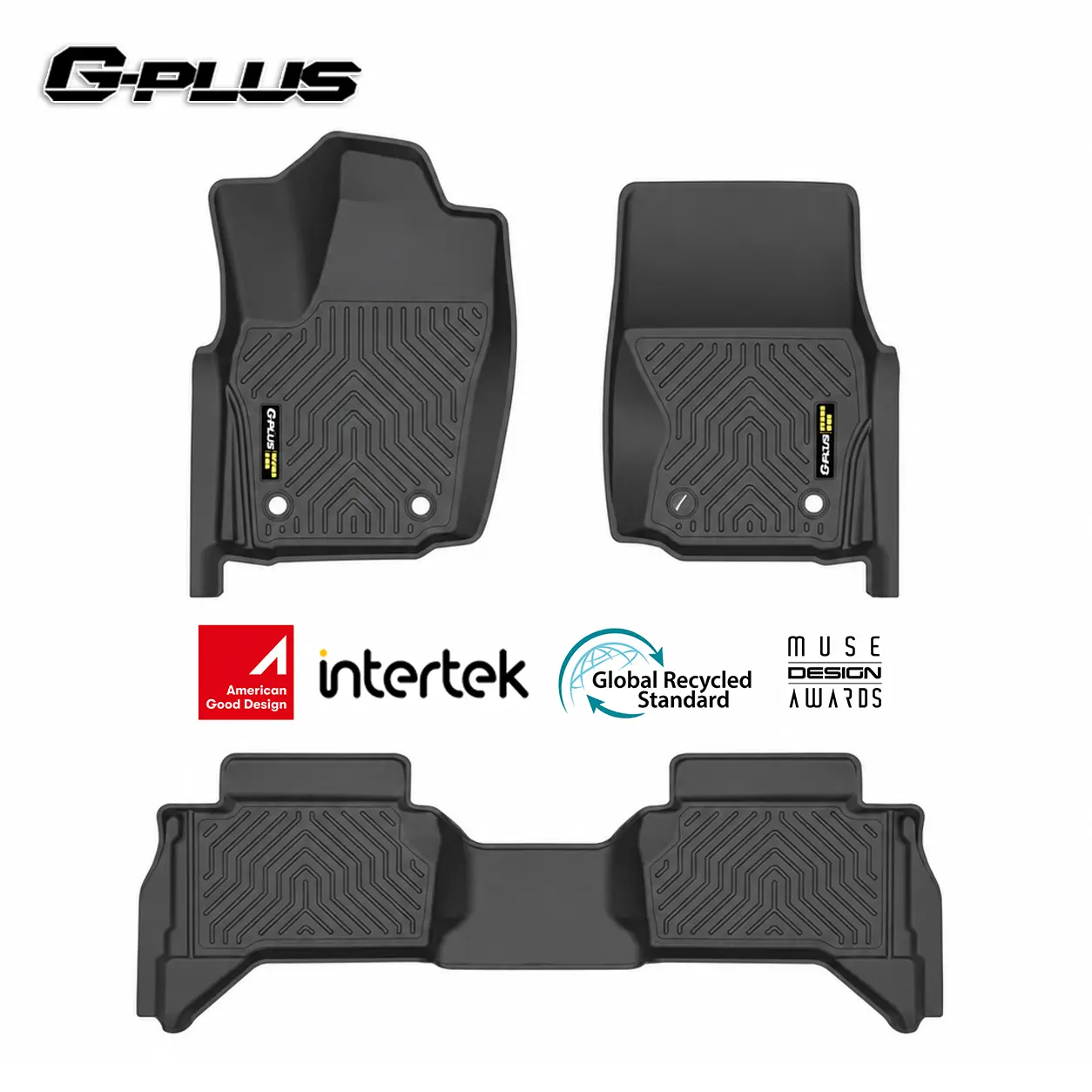G-PLUS Floor Mats Fit Toyota Tacoma 2024-2025 Double Cab(Not for Hybrid) | Fit Automatic Transmission,All Weather Protection,Non-Slip,Custom Fit Floor Liners,TPE Full Coverage,1st & 2nd Row,Black