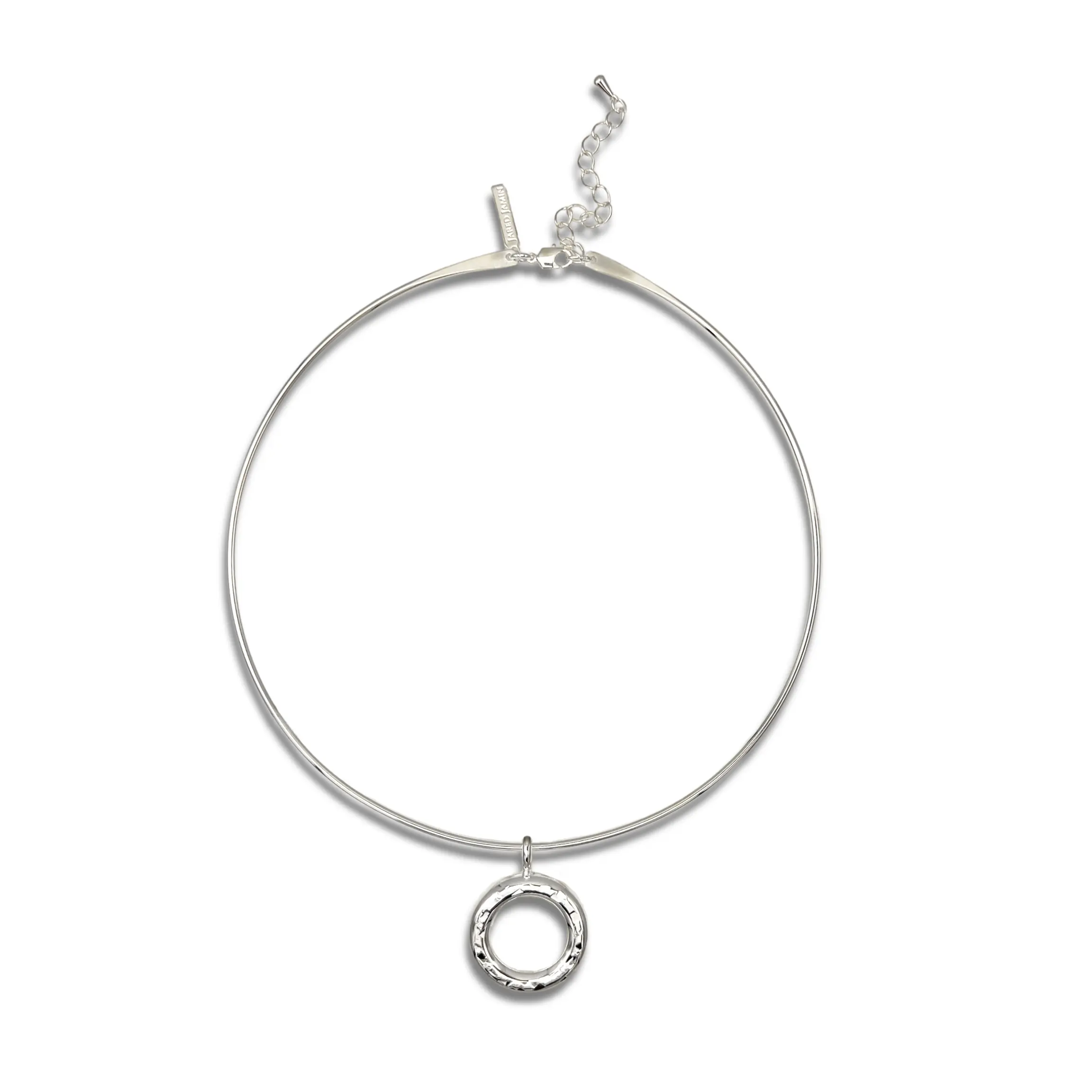 Silver Doughnut Pendant Collar Necklace