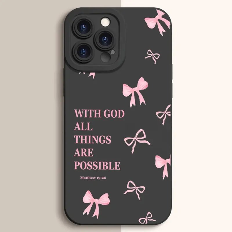 Minimalist Pink Girly Bow Slogan Phone Case, TPU Soft Silicone, Fully Protected and Shockproof For iPhone 17 16 15 Pro Max 14 14Pro 13 12 11 X 16pro Plus Air Mini 17E