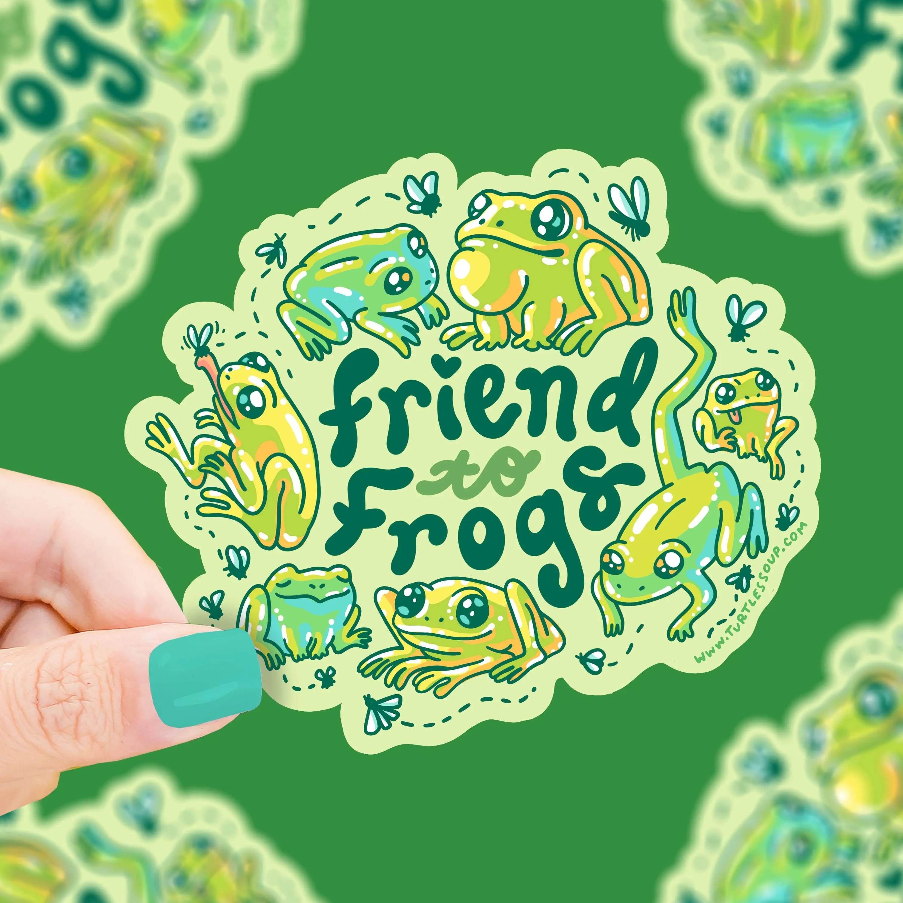 Turtle's Soup Friend to Frogs Laptop Decal Vinyl Sticker Waterproof Dishwasher Safe Decor Decorative