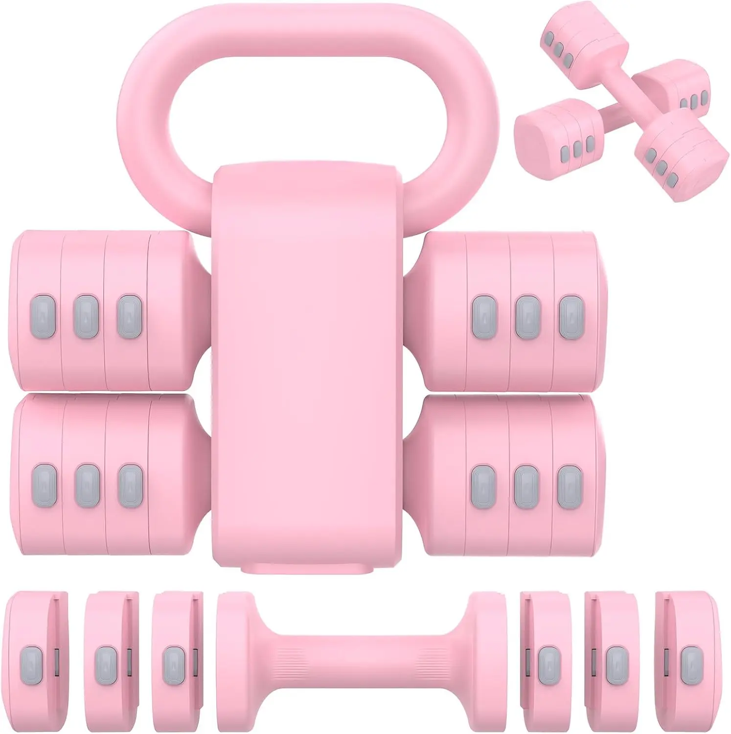 2-in-1 Adjustable Dumbbells Set, 4 Levels Weight Dumbbells Set for Women/ Men 2-in-1 Adjustable Dumbbells Set, 4 Levels Weight Dumbbells Set for Women/ Men
