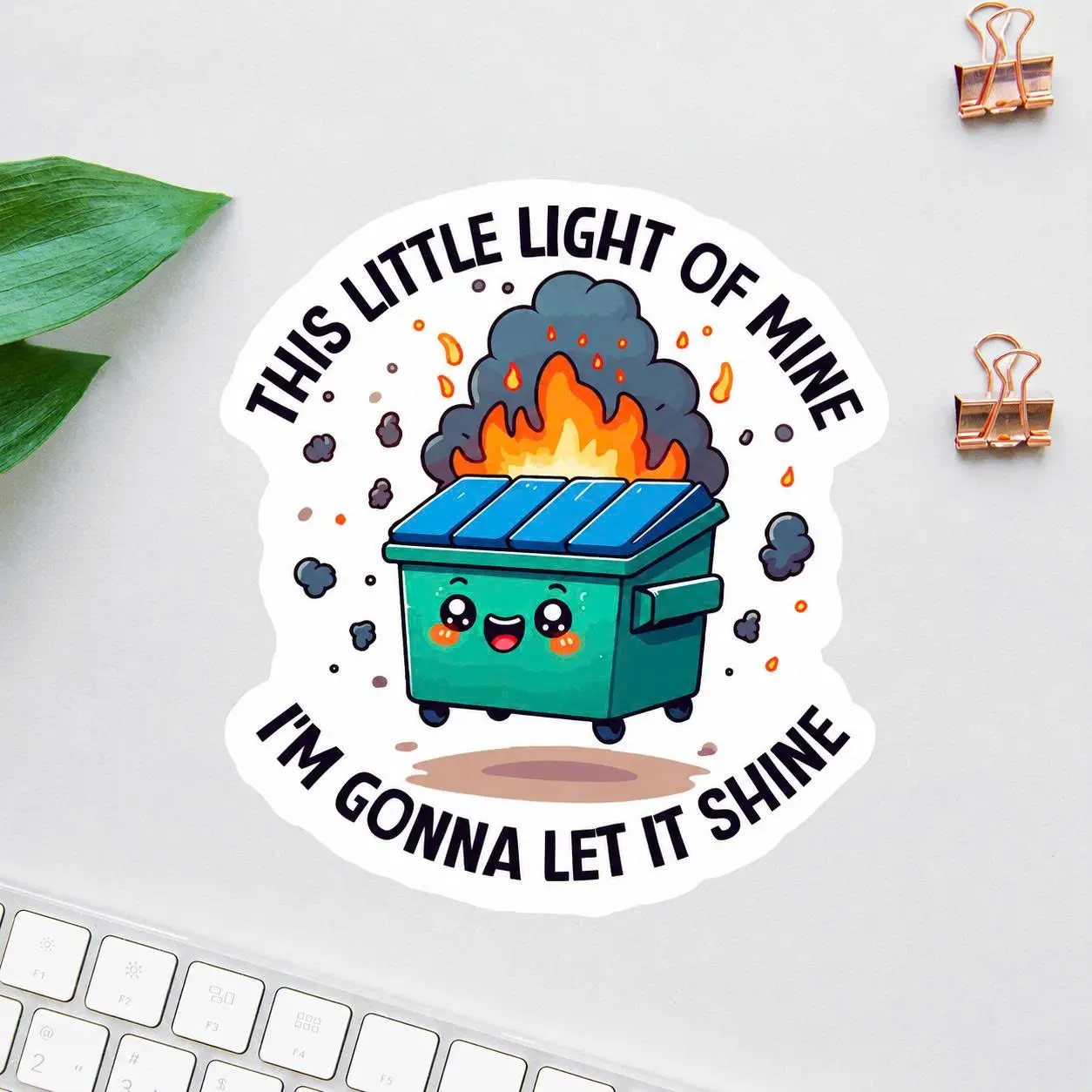 Dumpster Fire Sticker, This Little Light Of Mine Anxiety Sticker, Sarcastic Funny Decal, Retro Mental Health Sticker, Laptop Water Bottle Car Decal