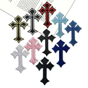 Cross Design Embroidery Patch, 10pcs/set Iron on/Sew on Appliques for DIY Clothing, Hats, Backpacks and Canvas, Clothing Decoration Patches