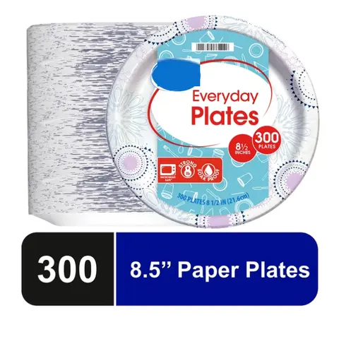 Everyday Plates Disposable Paper Plates 8.5 Inch 300 Count for Everyday Use