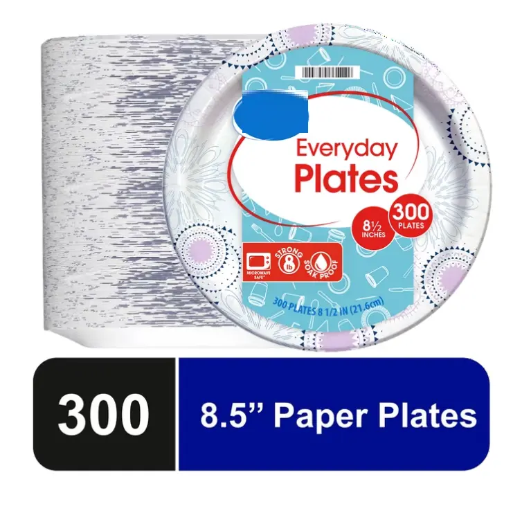 Everyday Plates Disposable Paper Plates 8.5 Inch 300 Count for Everyday Use