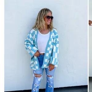 Blakely Blue Check Cardigan