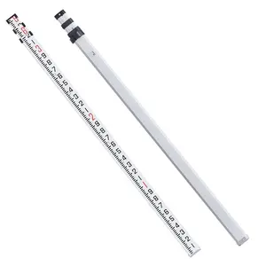 Aluminum Grade Rod, 9-Feet/10ths 3 Sections Telescopic Measuring Rod, Double-Sided Scale 1/10ft Leveling Rod Stick, Aluminum Alloy Survey Rod with Bubble LevelCarrying Bag for Houses, Walls, Floors