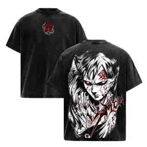Gaara - Naruto Anime Double Printed Vintage Washed Tee Unisex Oversize Anime Manga Washed Heavyweight Cotton T-shirt, Gift For Anime Fan