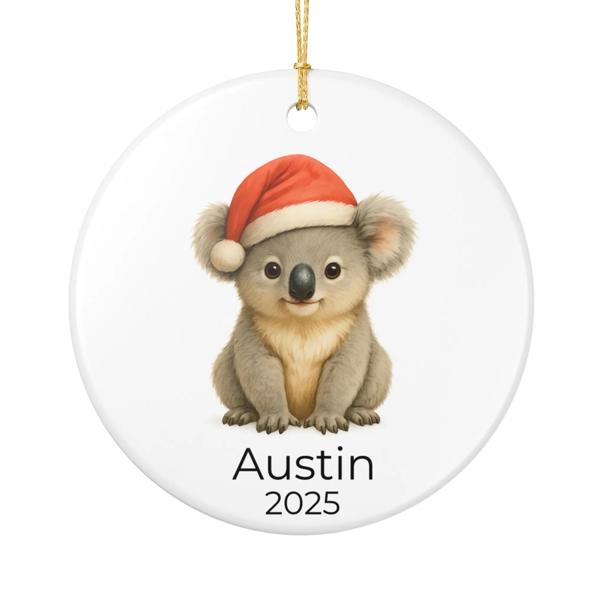 Personalized Baby Koala Christmas Ornament - Custom Name & Year - Watercolor Animal Holiday Nursery Decor, First Christmas Keepsake