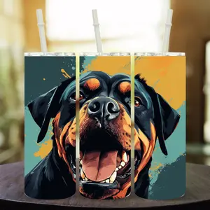 20oz Tumbler with Big Smiling Rottweiler