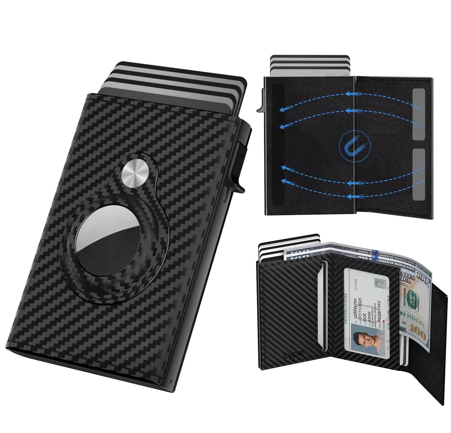 Mens Smart Wallet, Mens Minimalist Wallet 8-10 Cards, Slim Compact Wallet with ID Window, RFID Blocking Card Wallet, Credit Card Holder Trifold Wallet