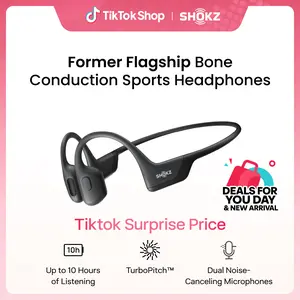 SHOKZ OpenRun Pro - Open-Ear Bluetooth Bone Conduction Sport Headphones, Sweat Resistant Wireless Earphones  with Premium Deep Base - Built-in Mic