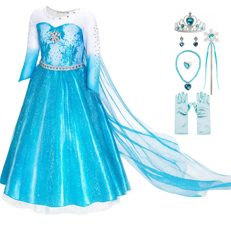Blue Princess Cosplay Dress with Accessories Perfect for Fancy Parties Role Play