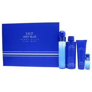 360 Very Blue by Perry Ellis for Men - 4 Pc Gift Set 3.4oz EDT Spray, 7.5ml EDT Spray, 6.8oz Body Spray,3oz Shower Gel