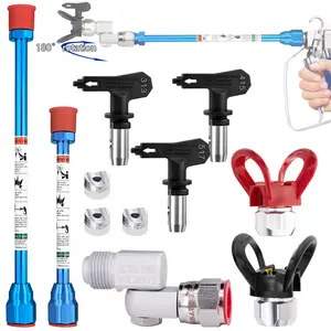 8-Piece Airless Spray Gun Nozzle Extension Set, Includes 3 Nozzles, 2 Extensions, 2 Nozzle Guards, Rotary Joint, Ideal for Painting
