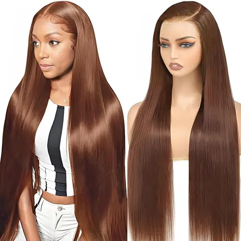 Beluck 10A Grade 100% Human Hair Lace Front Wig for Black Women - #4 Chocolate Brown Smooth Straight, Pre-Cut 6x9 HD Transparent Pre-Plucked Skin-Friendly Lace Glueless Body Wig with Natural Look
