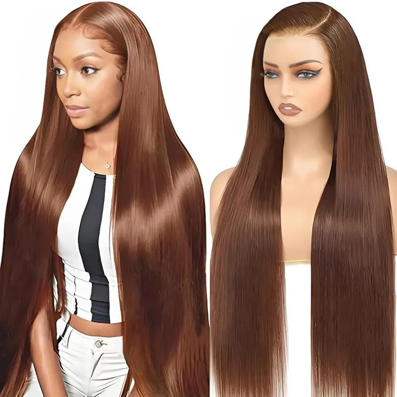 Beluck 10A Grade 100% Human Hair Lace Front Wig for Black Women - #4 Chocolate Brown Smooth Straight, Pre-Cut 6x9 HD Transparent Pre-Plucked Skin-Friendly Lace Glueless Body Wig with Natural Look