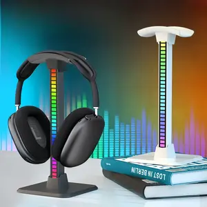 RGB Gaming Headset Stand,Sound-Responsive Atmosphere Light Headphone Stand,USB Plug,Game Headphone Mount,Fancy Desk Gamer Accessories
