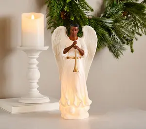 13" Illuminated Porcelain Male Angel by Valerie