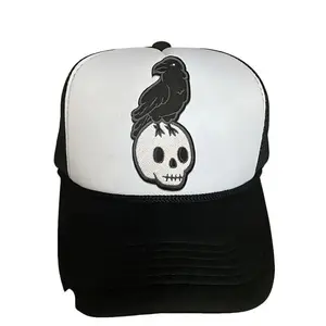 3Pcs Punk Skull Patch Embroidered Applique with Backing Adhesive, Skeleton & Raven Design, Iron-On or Sew-On for Hats, Clothing, Bags, DIY Decorative Badges Gift