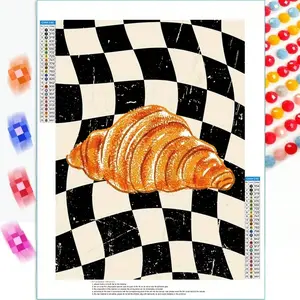 DIY Diamond Painting Kit with Multiple Size Options (11.81X15.75 inch, ) Set Croissant Poster, Trendy Home Decor, Food Print Bedrooms Design Retro Prints, Fully Round Mosaic Handmade Art, Perfect for Home Decor Birthdays Hobby Gifts, Unique Creative Ideas
