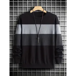 Men's casual crew-neck sweater, a knit pullover suitable for autumn and winter wear Tops Long Sleeve Knitwear Menswear Crewneck Multicolor