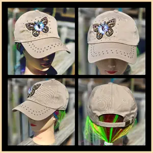 Khaki 3D Butterfly BLING Hat