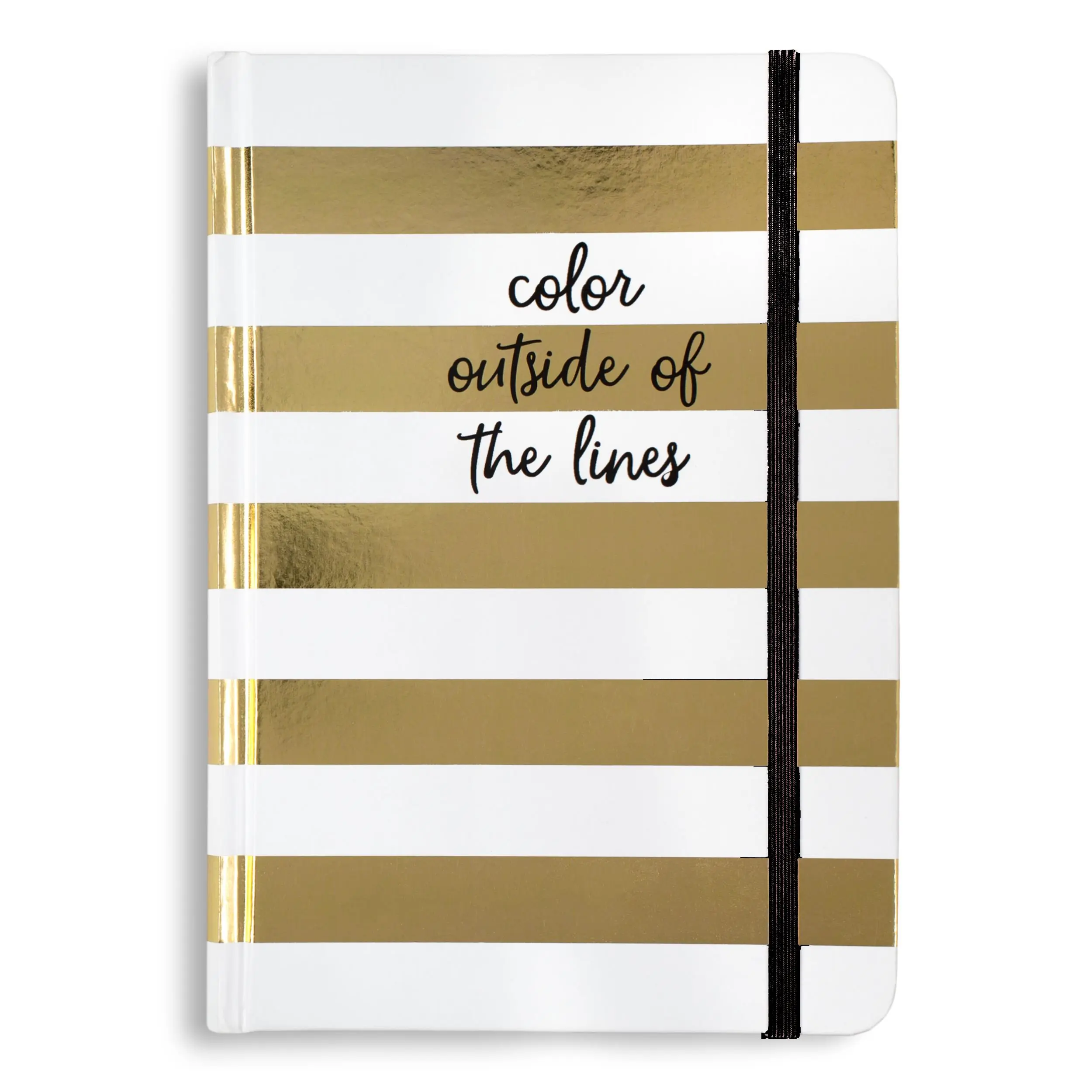 Knock Knock Hardcover Bound Journal Notebook - Unique Gold-Striped Unique Look, Professional Office Stationery Supply for Idea Tracking