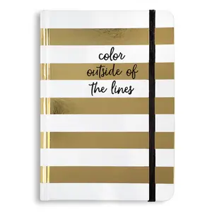 Knock Knock Hardcover Bound Journal Notebook - Unique Gold-Striped Unique Look, Professional Office Stationery Supply for Idea Tracking