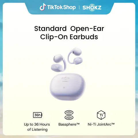 SHOKZ OpenDots Air Open-Ear Clip-On Bluetooth Earbuds, Touch Control Clip on earbuds design; Secure comfortable fit; Natural balanced sound; 36H listening; Travel/Commuting/City Walk/Dancing