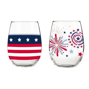 DIY Craft & Create Patriotic Glass Painting Craft Kit - 3 1/2" x 4 3/4", Makes 2