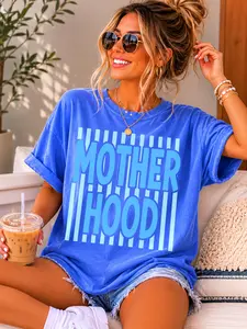 Comfort Colors Motherhood and Striped Preppy Mama Mother day Comfort Color Tshirt Gift Mom of Girls -DarkFlex