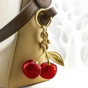 Cherry-Shaped Keychain Bag Charm - Cute Leather Purse Accessory, Adorable Keyring for Car Keys & Handbags patches