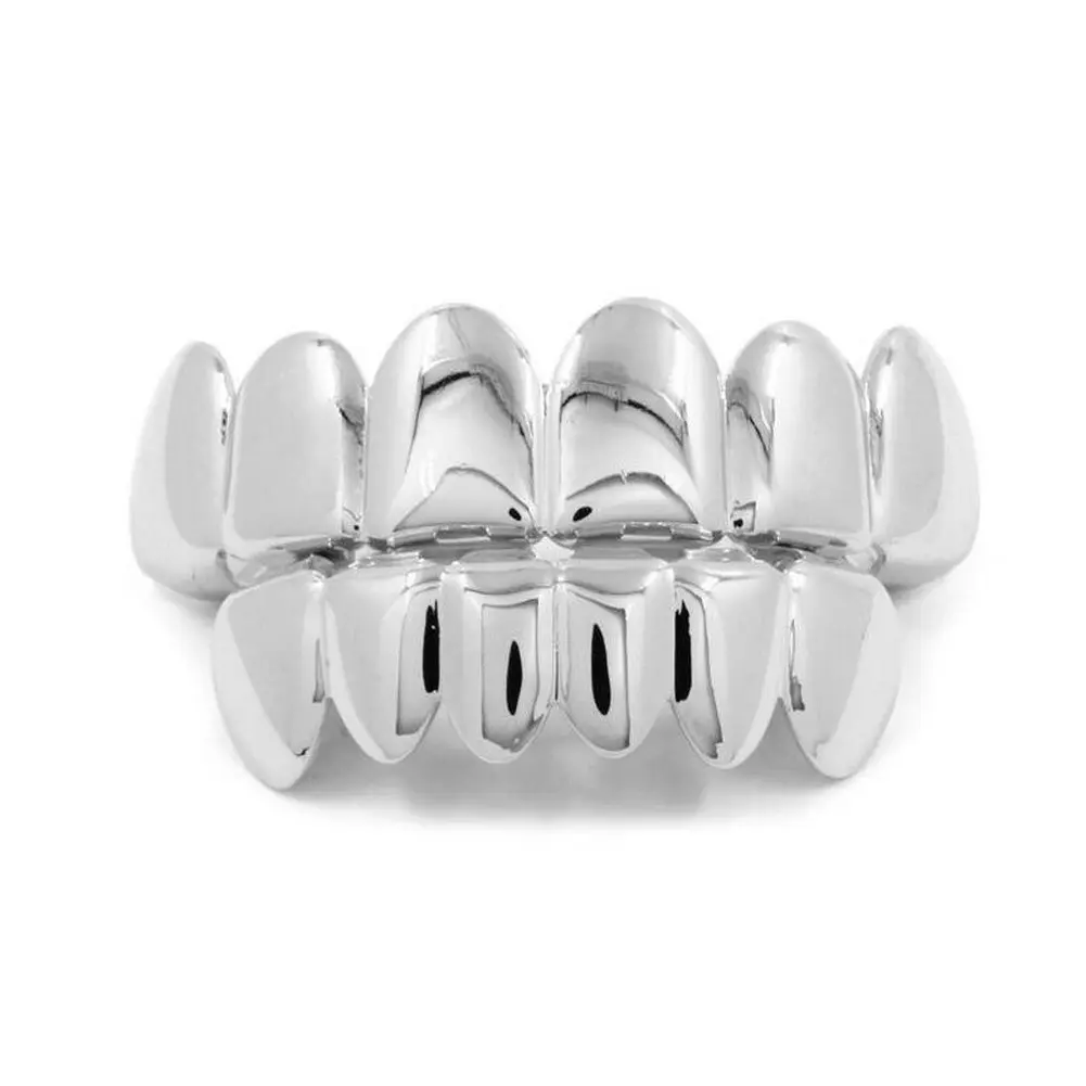Gold Hip-Hop Grillz - Copper Alloy Wolf Teeth Costume Accessories, Hip-Hop Braces for Halloween Party Wear, Gold-Colored Fangs, Unisex
