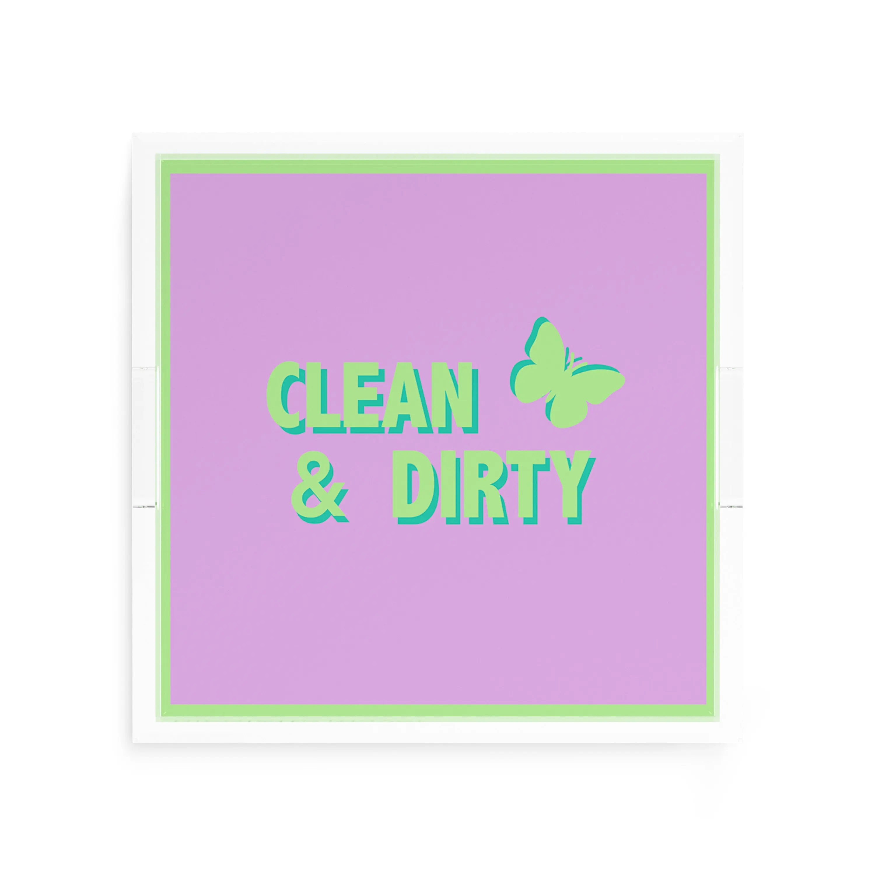 Canasta Clean And Dirty Lime Lilac Square Decorative Tray