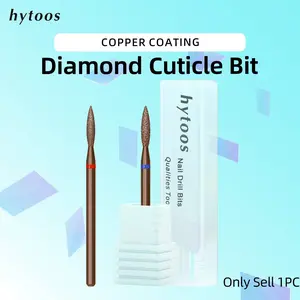 Pointed Flame Copper Diamond Nail Drill Bits 3/32'', Safety Under Nail Cleaner, Dead Skin Remover, Pro Manicure Tool