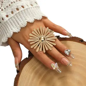 Adjustable Ring | Gold Sunflower | Star | Round | Gold Ring | Classy  | Rose Accessories | Accessory | Chunky Huge