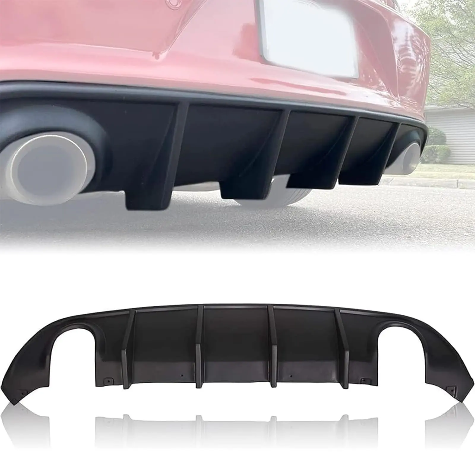 KQQIO Racing Rear Diffuser Vehicle Accessory for 2015-2024 Non-Widebody Charger Scat, SRT, Daytona, GT, R/T - Black ABS Plastic, Durable, Easy No-Drill Bolt Fixed Installation