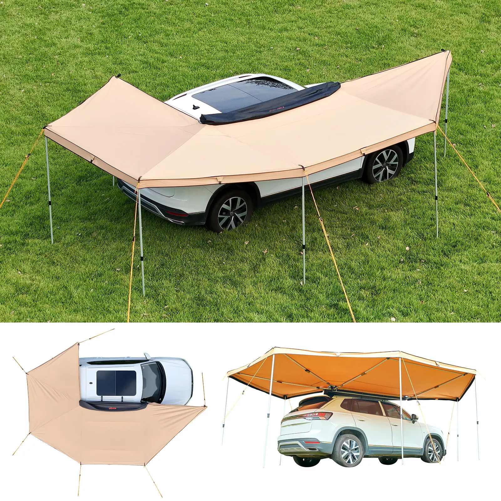 【SummerFinds】VEVOR 270 Degree Awning, 133 sq.ft Driver Side Vehicle Awning, Waterproof UV50+ Car Side Awnings with Carry Bag, All-Weather Free-Standing Overland Awnings Car Shelter for SUV Van Truck Camping