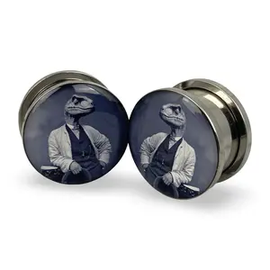 Dapper Raptor Picture Plugs gauges pair body jewelry
